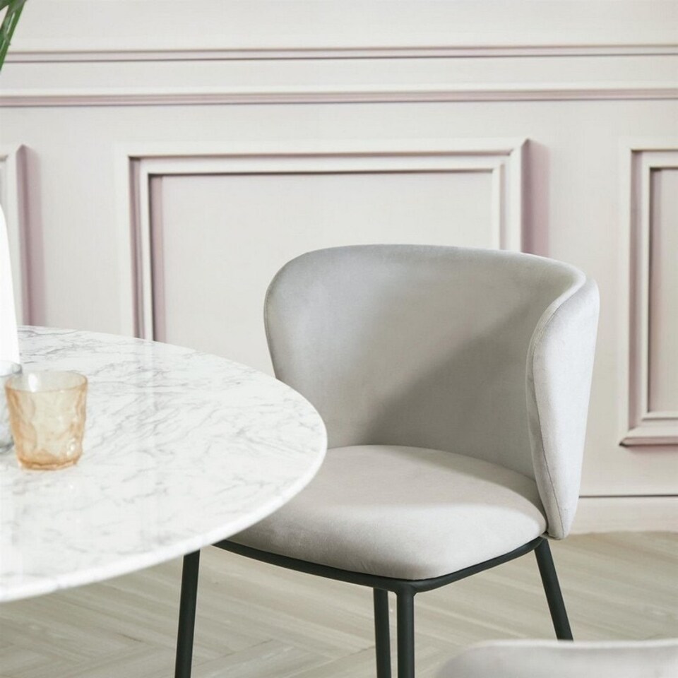 image 1 of Mandy Dining Chair - Crib 5 (Pack of 2) - Velvet - L48 x W46.2 x H75.5 cm - Light Grey | Grey