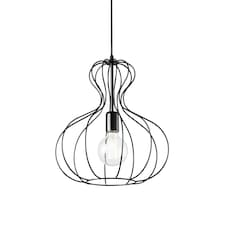 Ampolla 1 Light Ceiling Pendant Matt Black Cage Style, E27