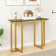 image 3 of COSTWAY Console Table Faux Marble Entryway Table Gold