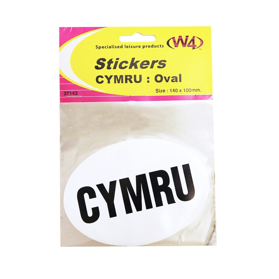 image 1 of W4 Large Oval CYRMU/Wales Sticker - White/Black - One Size