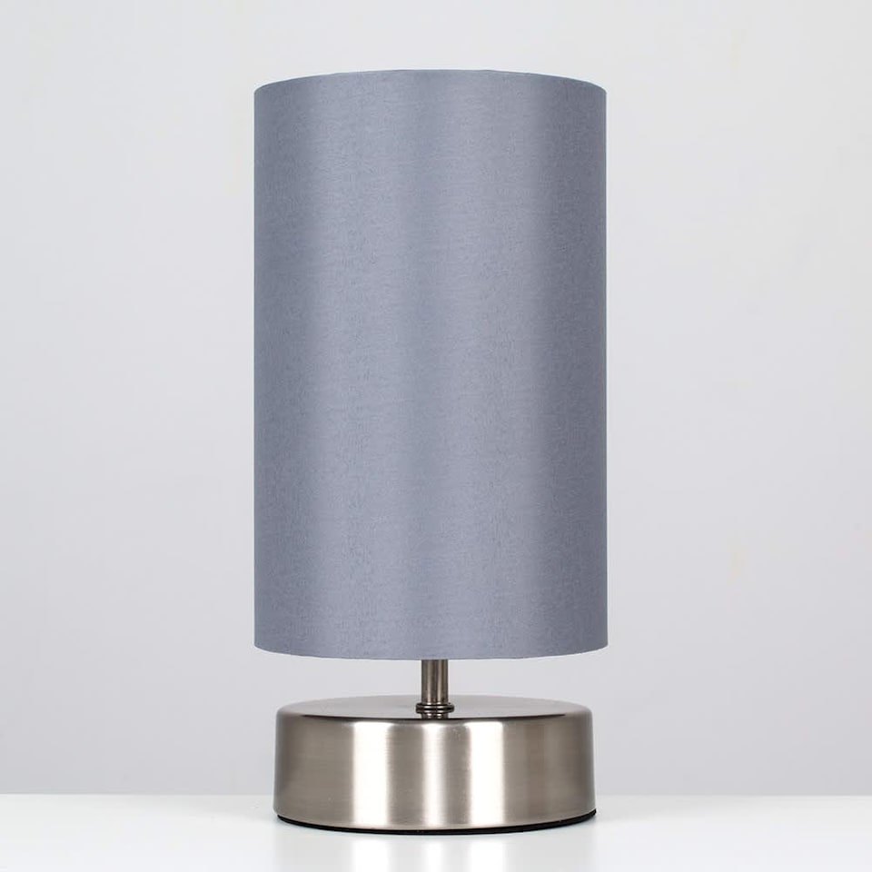 image 1 of ValueLights Francis Brushed Chrome Touch Table Lamp Grey Shade and Bulb
