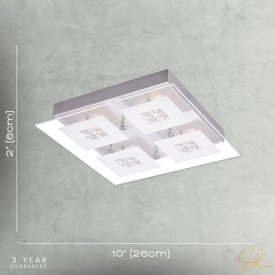 image 1 of Designer Brushed Chrome LED Bathroom Light with Glass Insets | Silver