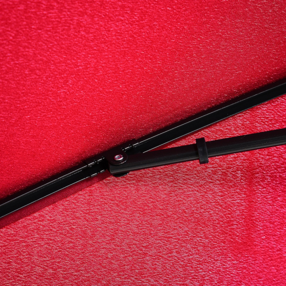 image 1 of Outsunny 2 x 1.3m Garden Parasol Umbrella, Outdoor Market Table Umbrella with Ruffles  Aluminium Pole, Rectangular Tilting Parasol Sun Shade Canopy, Red