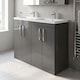 image 3 of Balterley Millwich Contemporary 4 Door Floor Standing Vanity Unit with Basin, Gloss Grey, 1200mm
