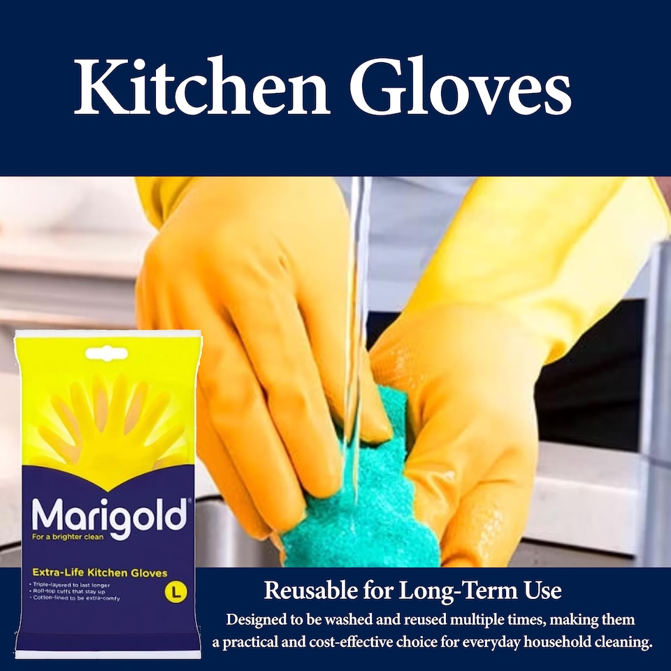 image 1 of Marigold Kitchen Gloves Large Reusable Cleaning Gloves 1 Pair Pack of 3