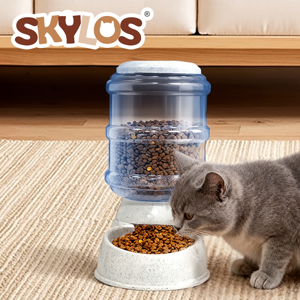 image 1 of Skylos Automatic Pet Food Feeder 3.5L Plastic Dispenser Station for Cat and Dog