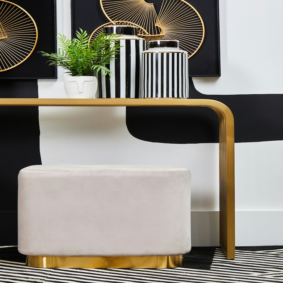image 1 of Vogue Matte Gold Slatted Console Table Gold