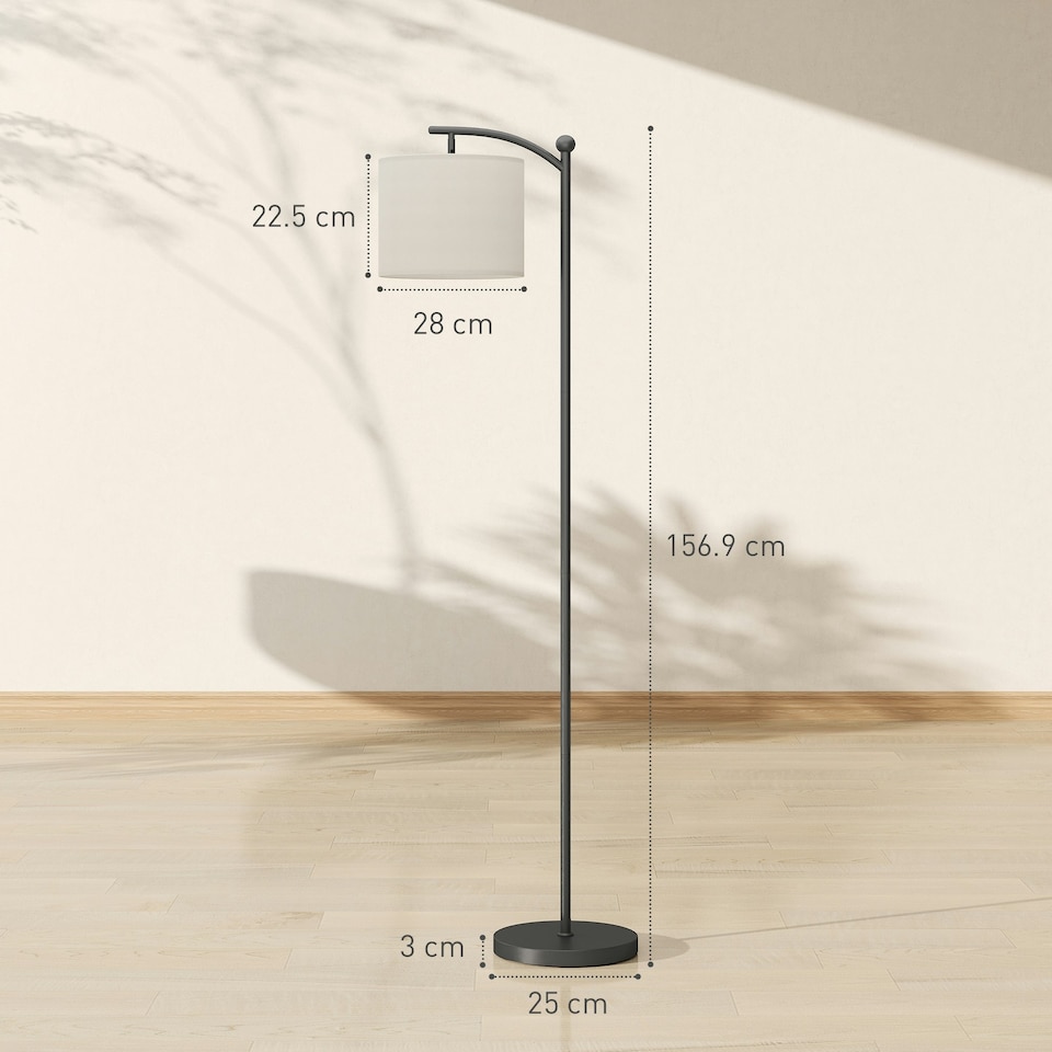 image 1 of HOMCOM LED Floor Lamp with Dimmable Colours Temperature & Brightness, Black | Black