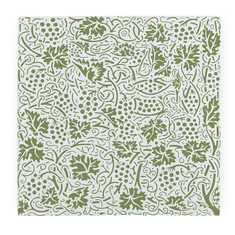 image 1 of Green Oak Leaves & Berries Large Square Worktop Protector - Smooth Glass Chopping Board