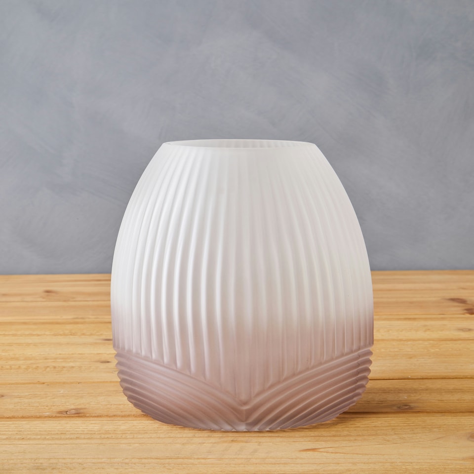 image 1 of Interiors by Premier Small Grey Ombre Glass Vase, Ribbed Glass Vase, Textured Modern Vase, Chic Flower Vase, Grey Glass Vase Grey