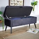 image 1 of Ottoman Box Velvet Fabric Hidden Storage Wooden Legs Home Living | Black | Black