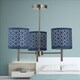 image 5 of Set of 2 Brea - Antique Brass Light Fittings with Navy Cut Out Shades Bronze | Blue