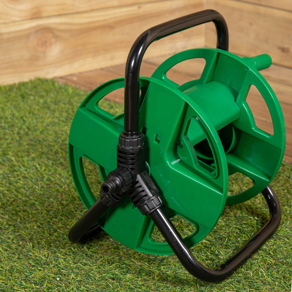 image 1 of Portable Garden Hose Pipe Holder / Reel - Holds up to 30m Hose | Green | Green