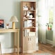 image 9 of COSTWAY 6-Tier Bookshelf Bookcase w/4 Open Cubes Oak Brown