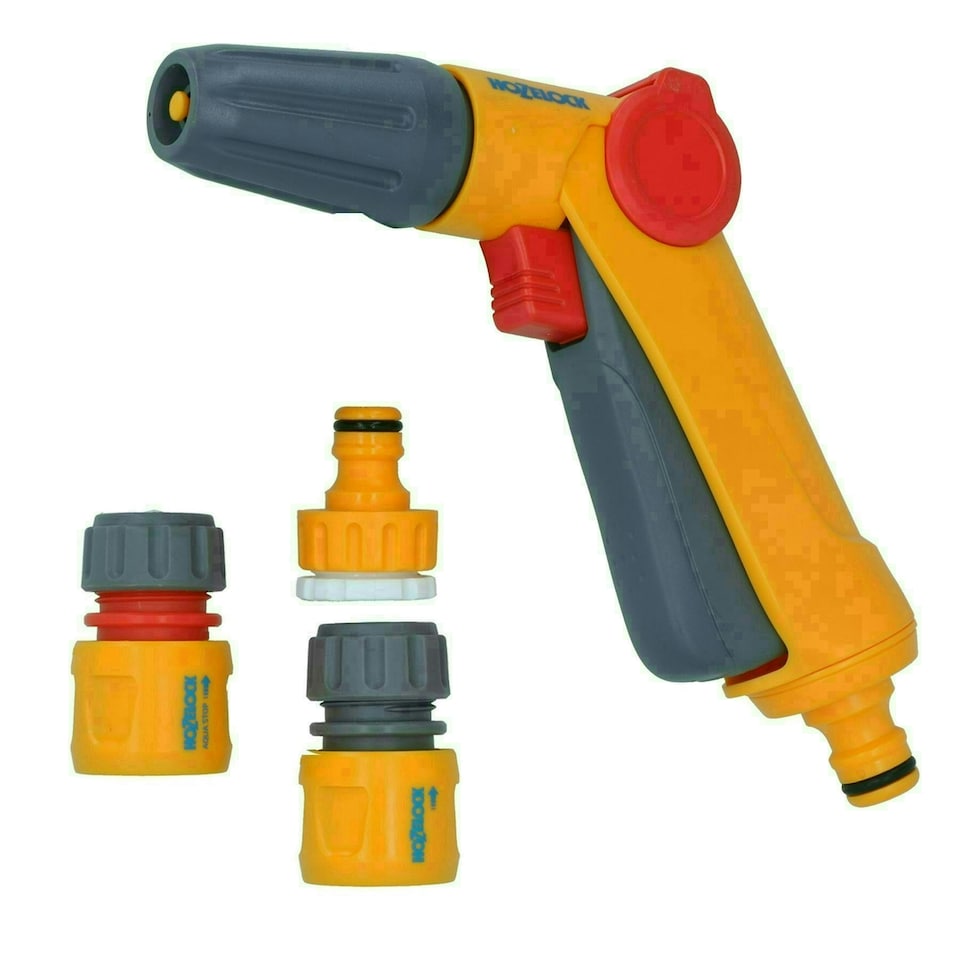 image 1 of Hozelock Jet Spray Nozzle Garden Hose Pipe Yard Water Gun & 3 Fittings