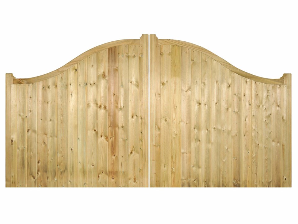 image 1 of Drayton Low Shaped Top Double Gate - Pressure Treated Scandinavian Redwood - W3600 x H1250 mm | Brown | 1