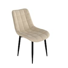 Set of 4 Nova Modern Velvet Dining Chair Padded Seat Metal Legs (Beige)