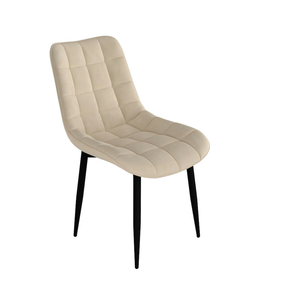 image 1 of Set of 4 Nova Modern Velvet Dining Chair Padded Seat Metal Legs (Beige)