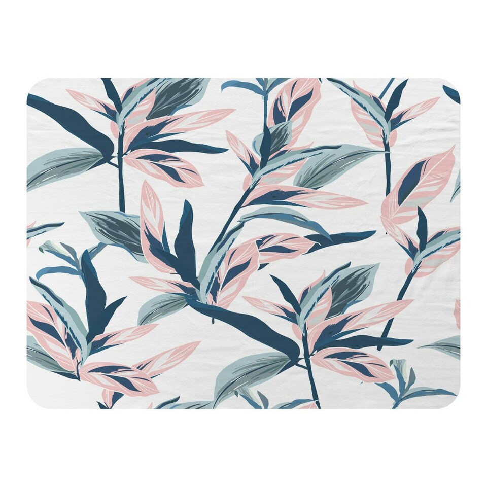 image 1 of Winter Pink & Blue Flowers (Blanket)