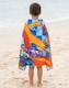 image 4 of Hot Wheels Race Track Boys Blue Poncho Towel | Hooded Beachwear with Multi-Car Graphics & Checkered Pattern | Poolside Cover-Up | After-Bath Towel for Kids | Hot Wheels Merch