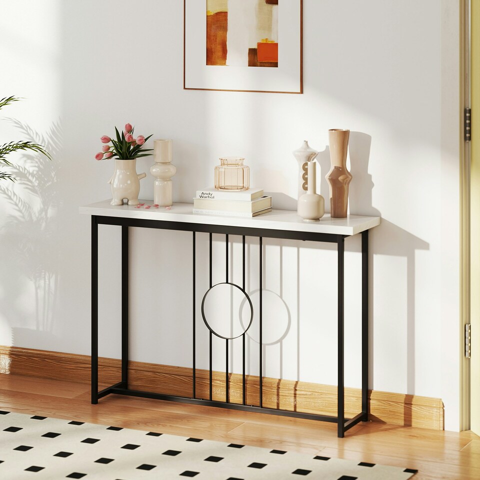 image 1 of COSTWAY 120CM Console Table Modern Entryway Table Black