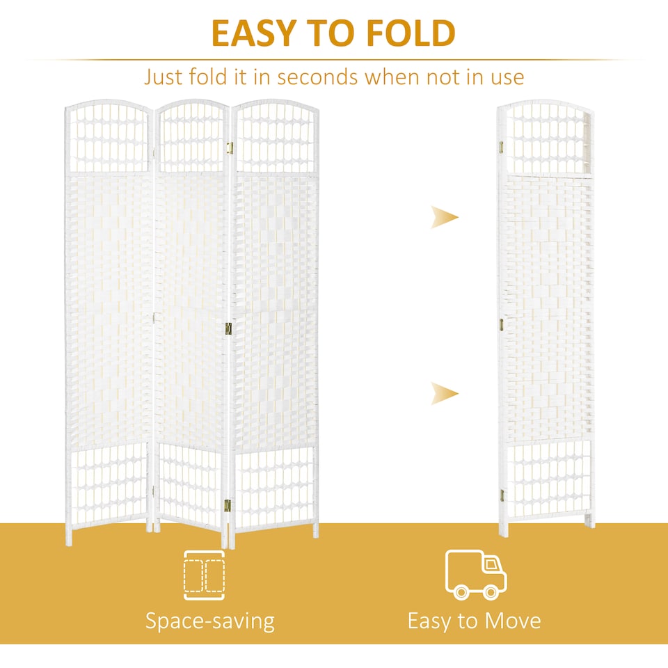 image 1 of HOMCOM 3 Panel Folding Room Divider, Freestanding Privacy Screen, White