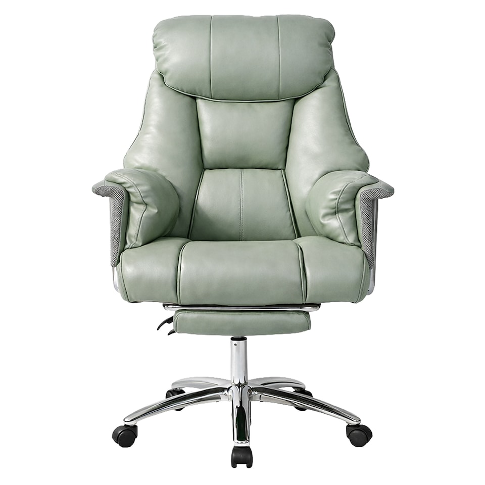image 1 of Heavy Duty Executive Office Chair Wide Spring Cushion Recliner with Footrest | Green | Green