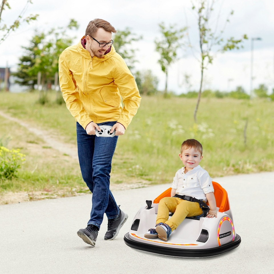 image 1 of AIYAPLAY 360° Rotation 12V Kids Bumper Car w/ Remote Control, Orange