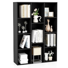 COSTWAY 11-Cube Bookcase Geometric Bookshelf Display Cabinet Black