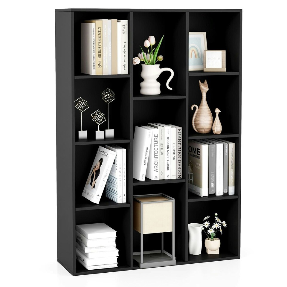 image 1 of COSTWAY 11-Cube Bookcase Geometric Bookshelf Display Cabinet Black