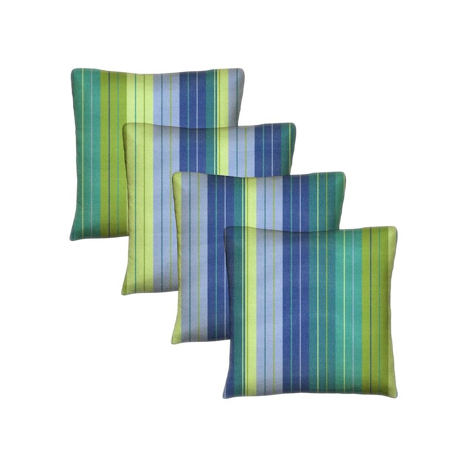 image 1 of Covers&All Sunbrella Striped Throw Pillows Pack Of 4, Square 20 x 20, Seville Seaside
