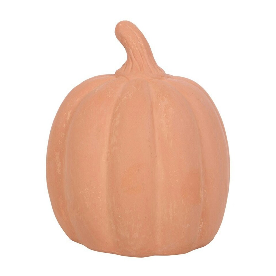 image 1 of Something Different Terracotta Pumpkin Halloween Decoration - Brown - 23cm