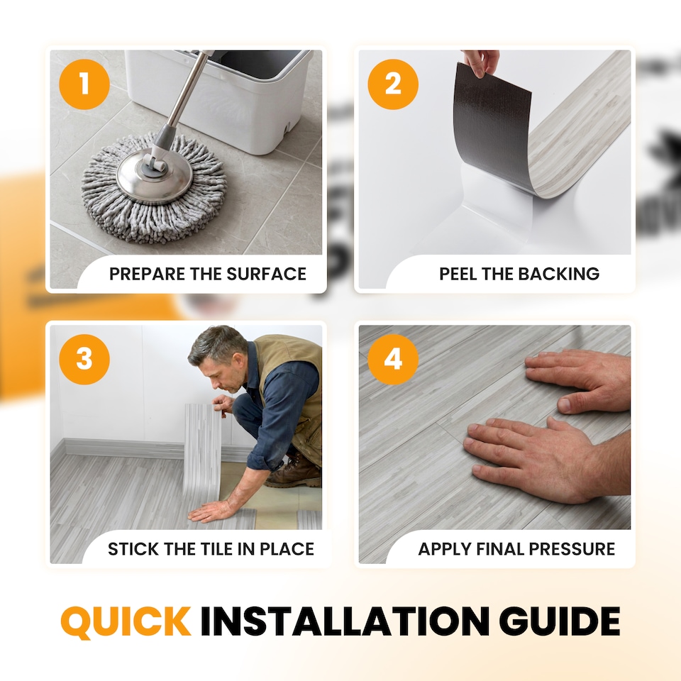 image 1 of Self Adhesive Floor Planks | 36x5.98in (91.4x15.2cm) Each | Peel & Stick Vinyl Flooring | Slatewood Flow Effect | Waterproof Tiles for Home DIY Floors | Brown | 1.39 sqm
