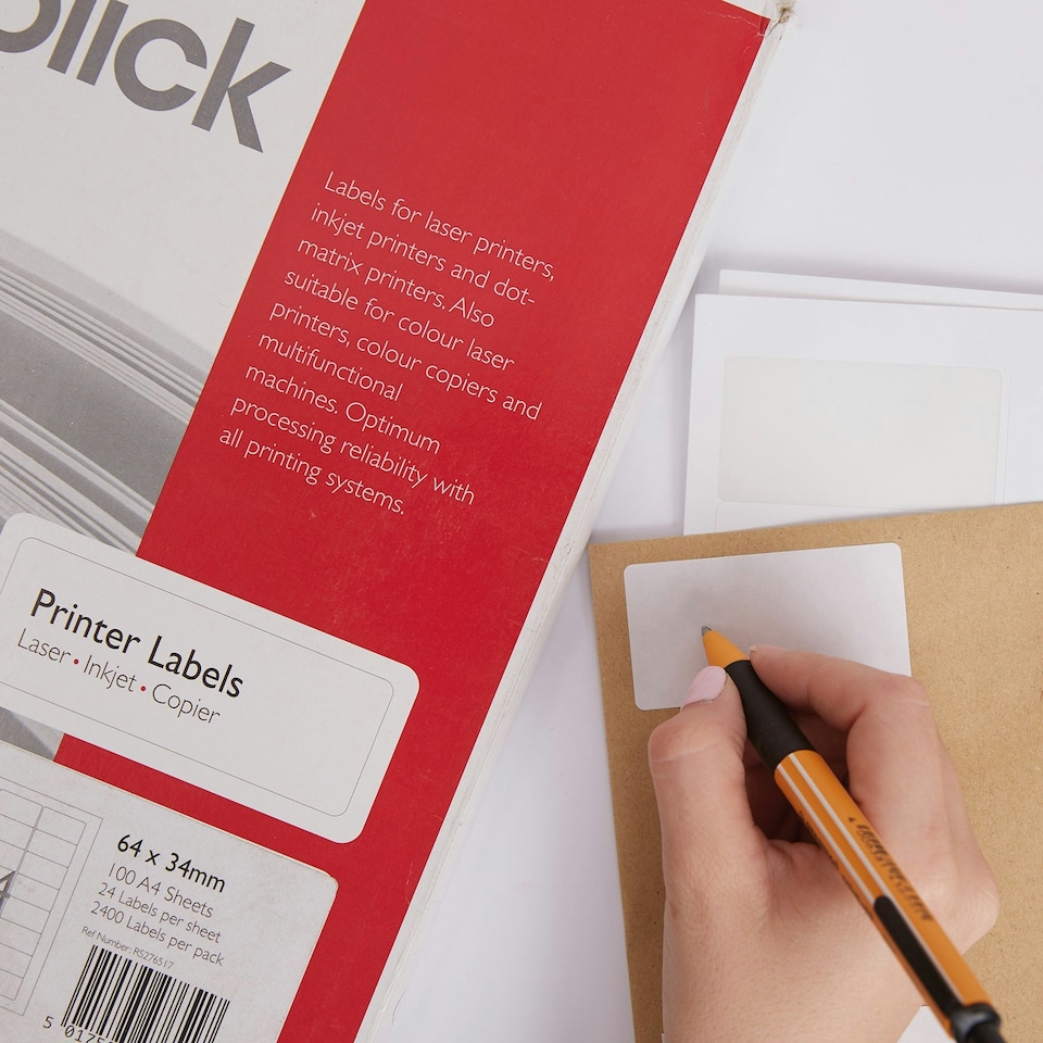 image 1 of Blick Recycled Labels 24 Per Sheet 100 Sheets, 64mm x 34mm, Rectangular, White, 2400 Labels