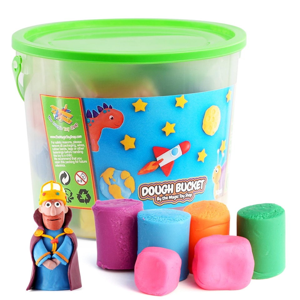 image 1 of The Magic Toy Shop Giant Dough Bucket Non-Toxic Modelling Clay Kit 10 Colours 1.5 Kg