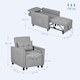 image 3 of HOMCOM Compact Single Chair Bed, Pull Out Bed, Convertible Sleeper Chair with Adjustable Backrest, Pillow, Side Pockets for Home Office, Bedroom, Living Room, Light Grey
