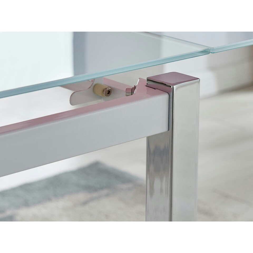 image 1 of Furniturebox Enna White Glass Extending Dining Table