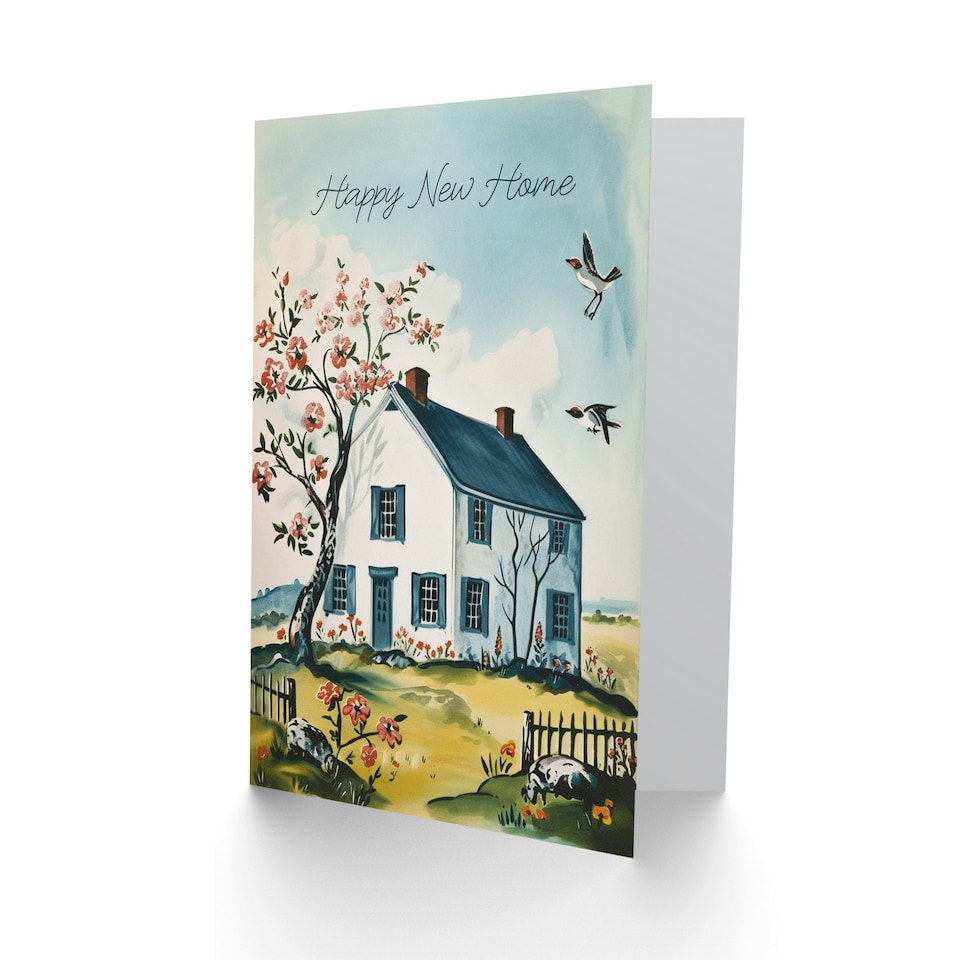 image 1 of Housewarming Quaint White House Timeless Happy New Home Card