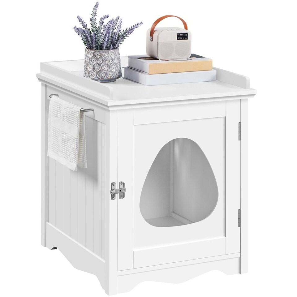 image 1 of Yaheetech Indoor Cat Litter Box Furniture Enclosure White | One Size
