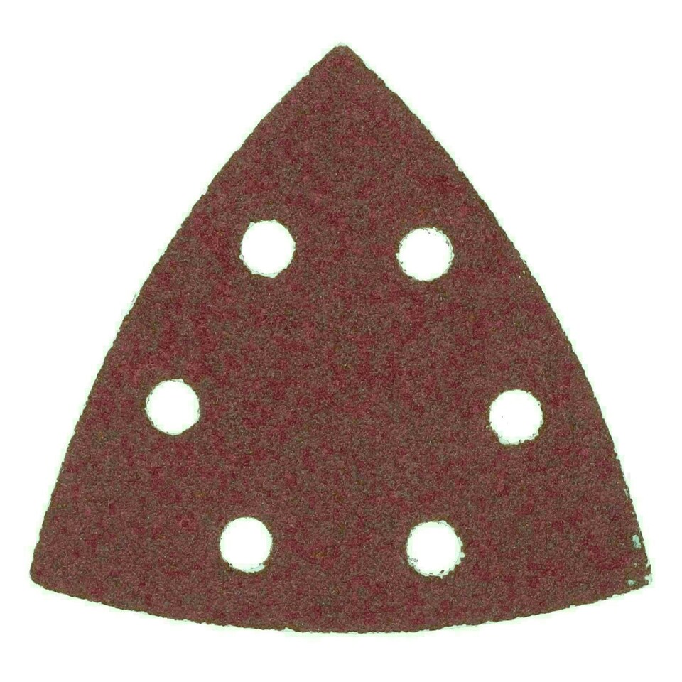 image 1 of Hook Loop Delta Sanding Abrasive Discs Pads 93mm Triangle 80 Grit Medium 5pc