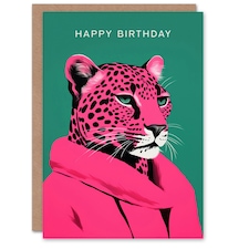 Pink Fashion Leopard Her Birthday Card