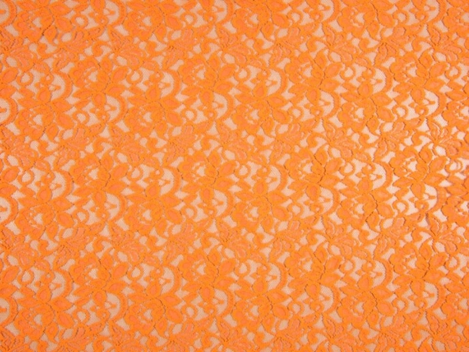 Orange Stretch Lace Fabric for Dressmaking, 142cm / 55" Wide - per metre