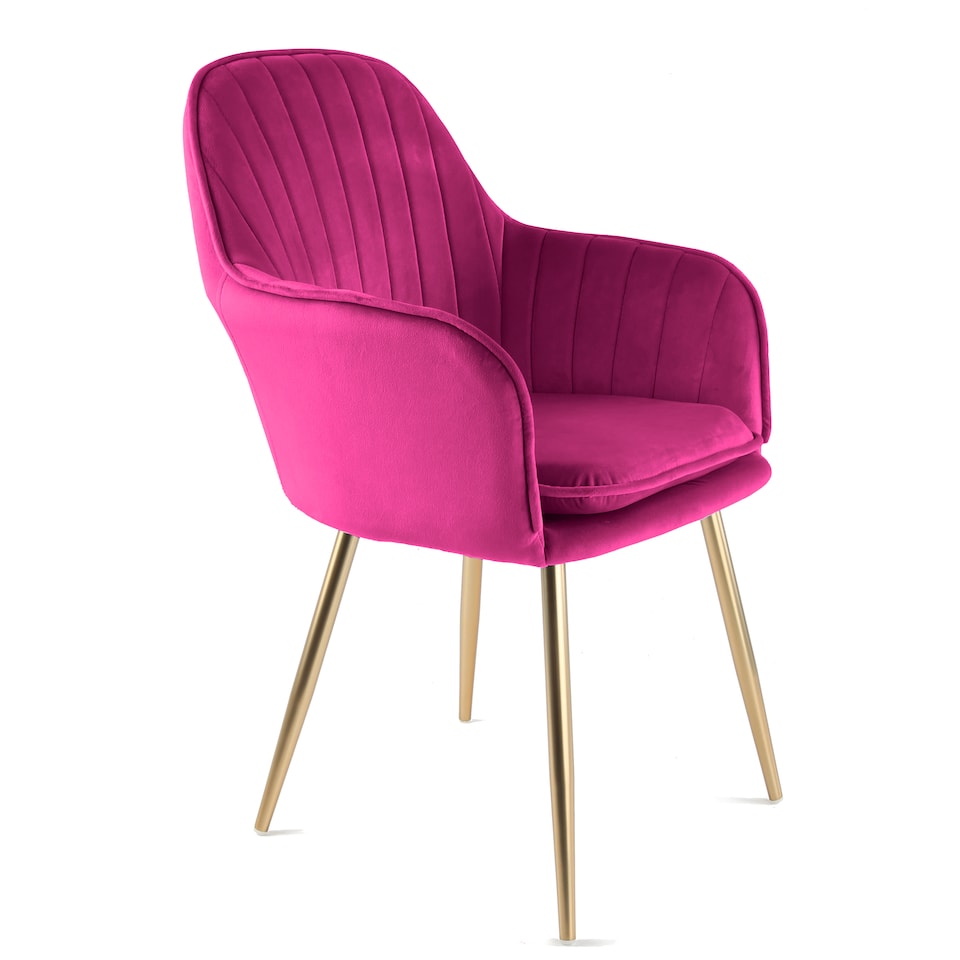 image 1 of MUSE Pair of Chairs Upholstered in Velvet Fabric with Gold Legs - Fuchsia Pink | Pink | Fuchsia | One Size