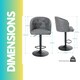 image 5 of 2PC Height Adjustable 360 Swivel Barstools Set With Backrest And Armrest Grey Grey