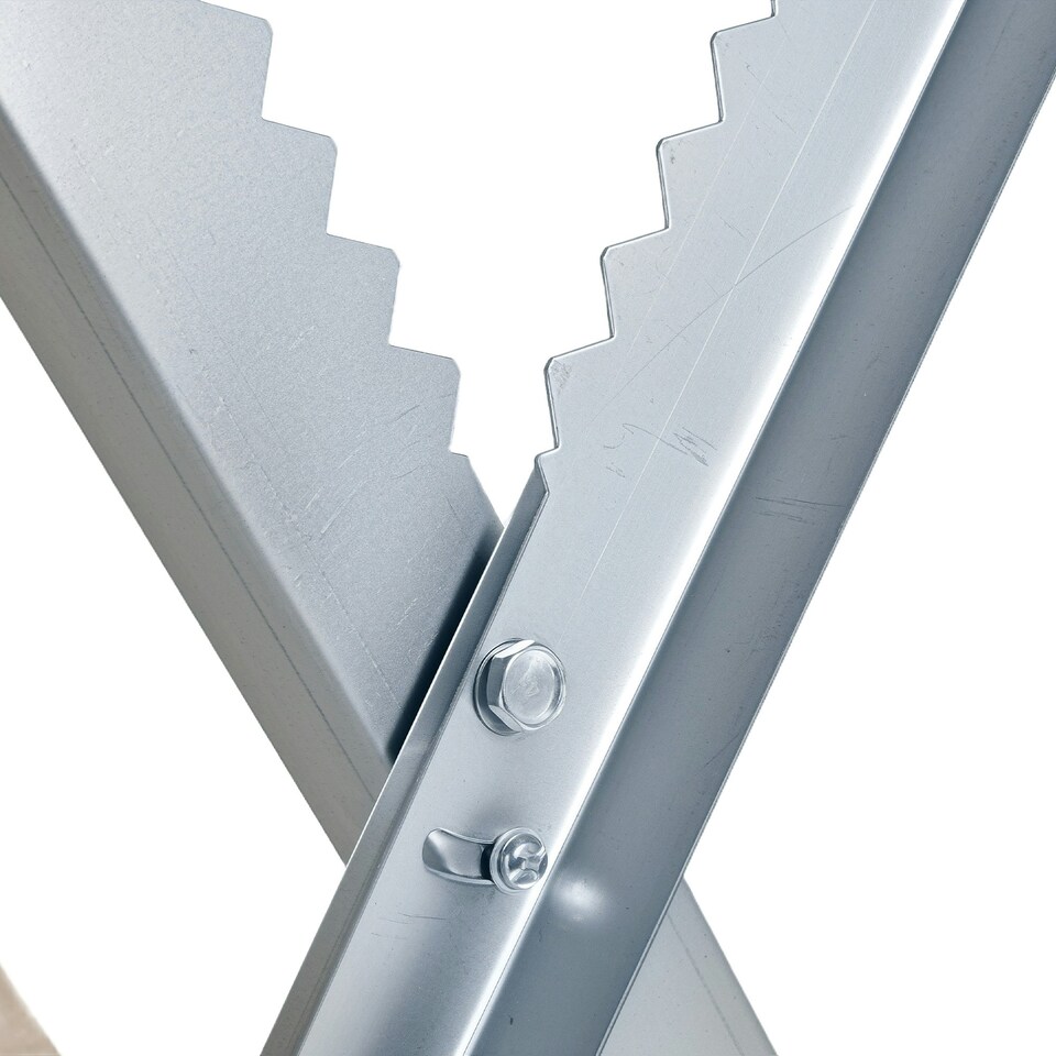 image 1 of DURHAND Saw Horse Steel Support Heavy Duty Foldable Design Sawtooth, Silver