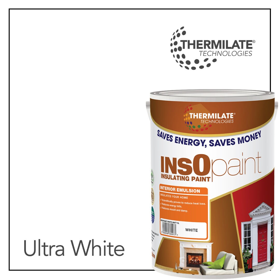 Insopaint Interior Emulsion Paint - Anti Mould, Insulating & Snergy Saving For Interior Walls & Ceilings - Ultra White - 5l