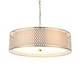 image 1 of Cordero Single Pendant Ceiling Lamp, Gold Effect Plate, White Fabric, Frosted Glass