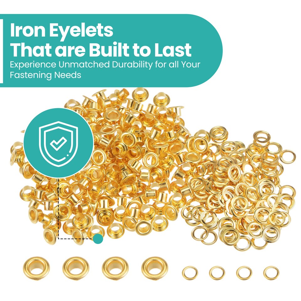 image 1 of 4mm Eyelets with Washers Durable Iron Grommets for DIY Project-100pcs