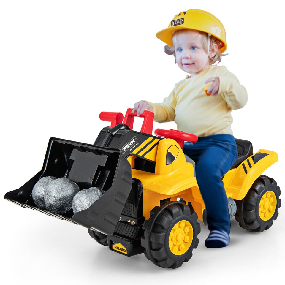 image 1 of COSTWAY Kids Ride On Bulldozer Toy Pretend Play Truck Yellow