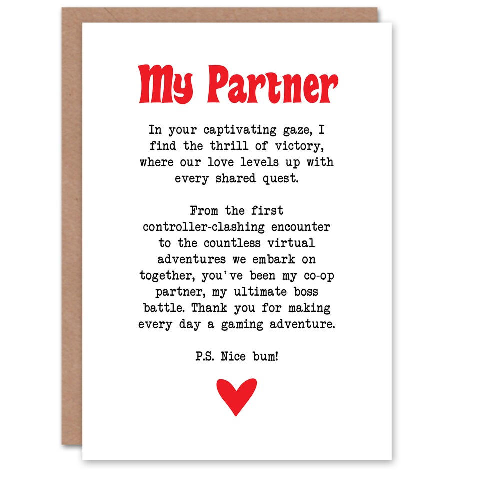 image 1 of Greeting Card Love Poem Gamer Nerd Partner Romantic Poetry Anniversary